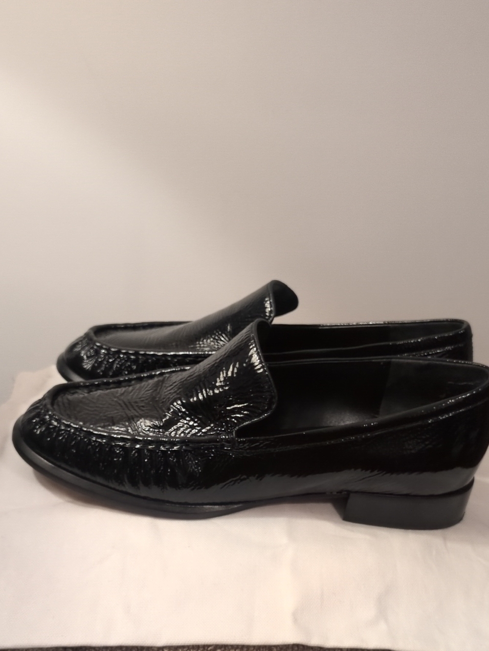 Vince Nora Black Patent Leather Slip-On Dress Loafers